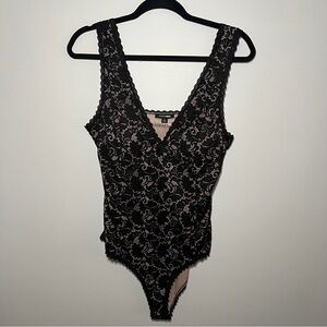 Fashion Nova Black Lace Sleeveless Bodysuit Size L